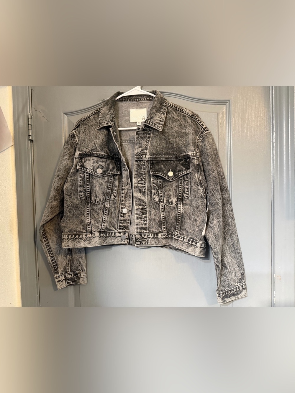 Ag Adriano Goldschmied Faded Black Cropped Denim Jacket
